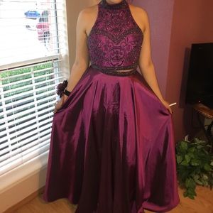 Sherri Hill prom dress 51061 in Plum color